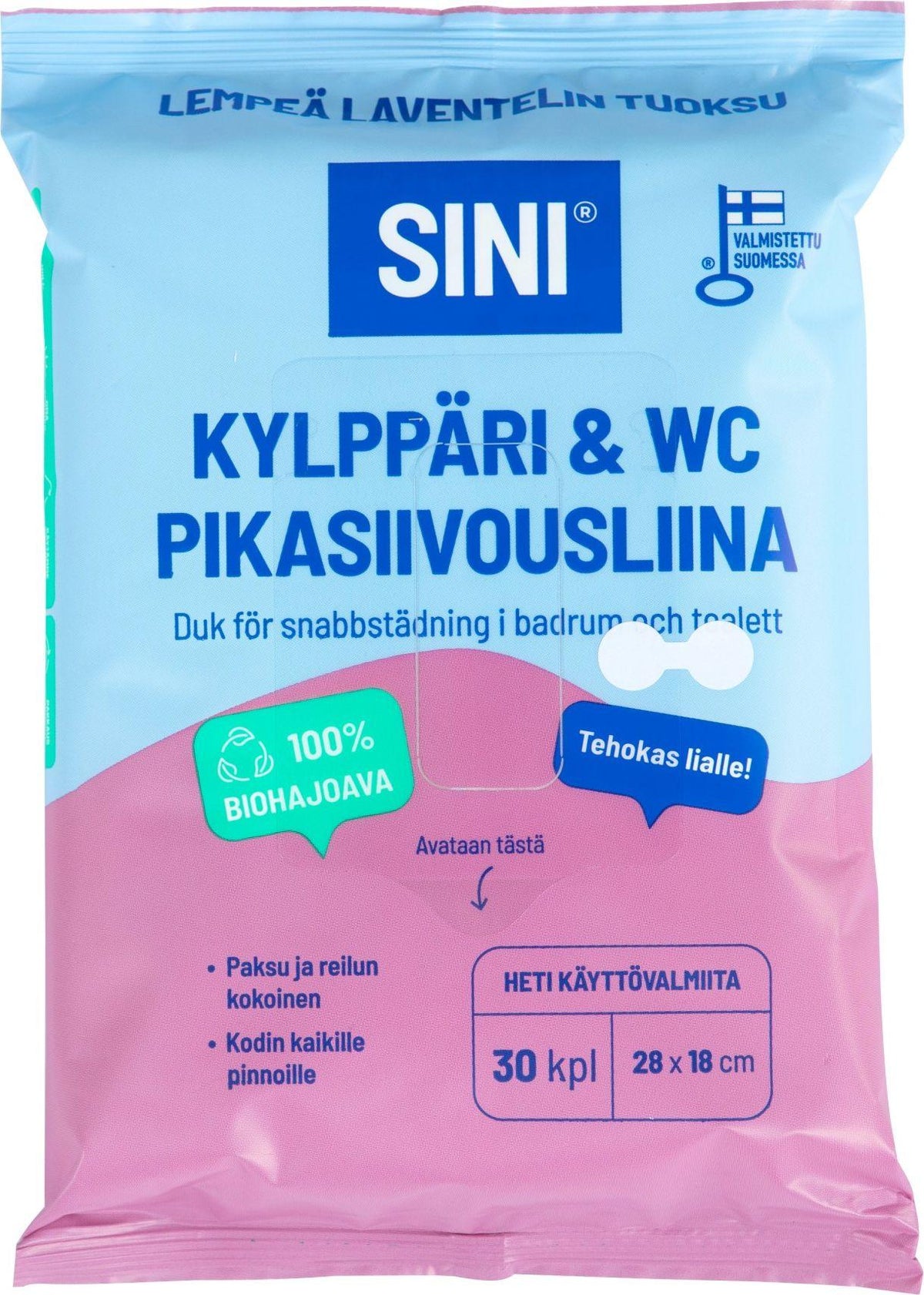 Sini Kypyhuone Pikasiivousliina poistavat hygieenisesti tahrat ja liat kylpyhuoneen ja WC:n kaikilta pinnoilta. Lika ja