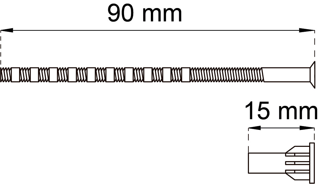 Katkouraruuvi 90 mm hylsymutteri M5