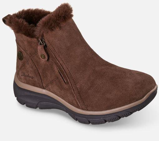 Skechers naisten Relaxed Fit: Easy Going - High Zip 2 - Waterproof - Ruskea Pida itsesi lampimana koko kylman kauden ajan
