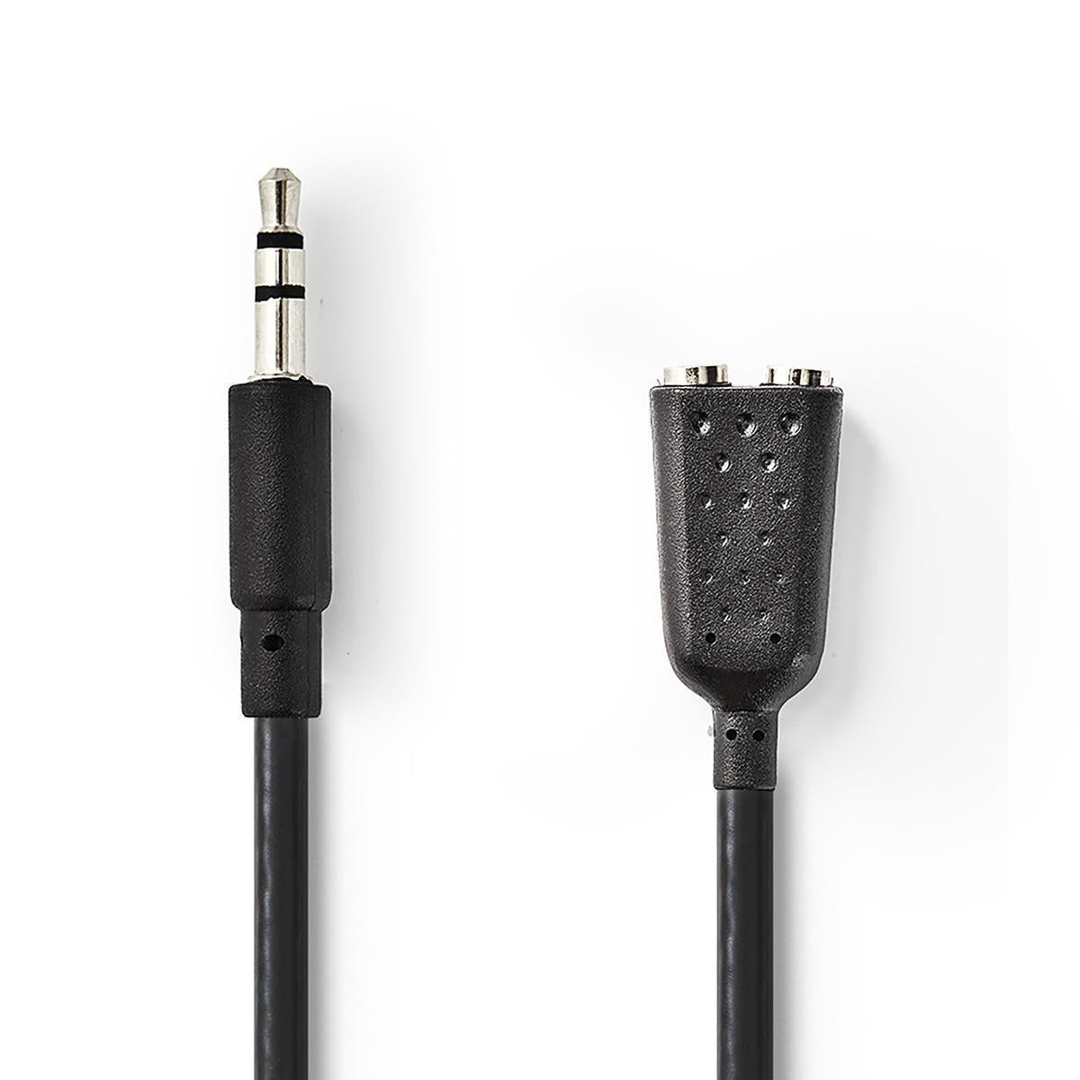 Stereoaudiokaapeli 3,5 mm, Uros - 2x 3,5 mm, Naaras 0,2 m Musta CAGB22100BK02