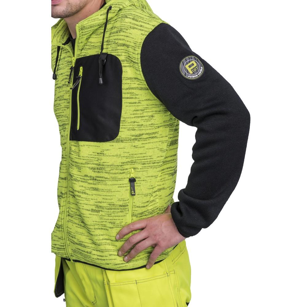 TAKKI FLEECE INDIUM KELTAINEN - edessa vetoketju - rintatasku ja sivutaskut - saadettava huppu
