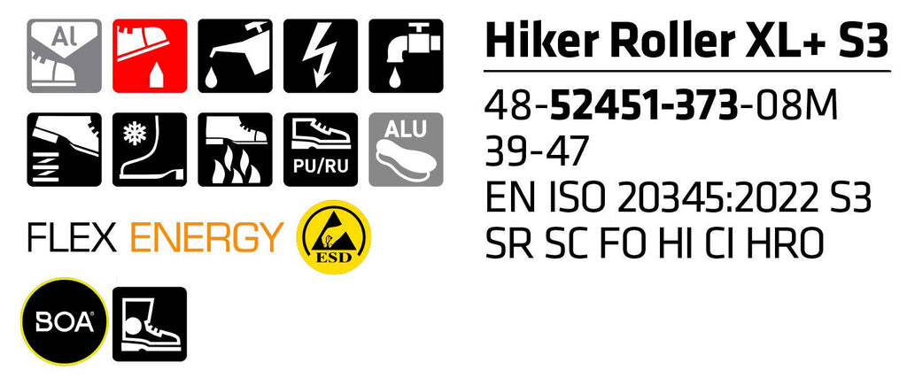 SIEVI TURVAJALKINE HIKER ROLLER XL+ S3 Hiker Roller -nilkkurin kayttomukavuus on maksimoitu FlexEnergy®-joustoelementilla,