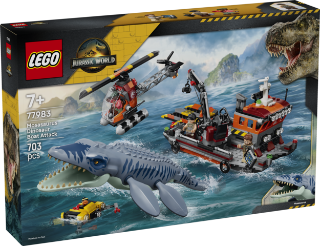 LEGO Mosasaurus-dinosaurus hyokkaa veneen kimppuun 77983