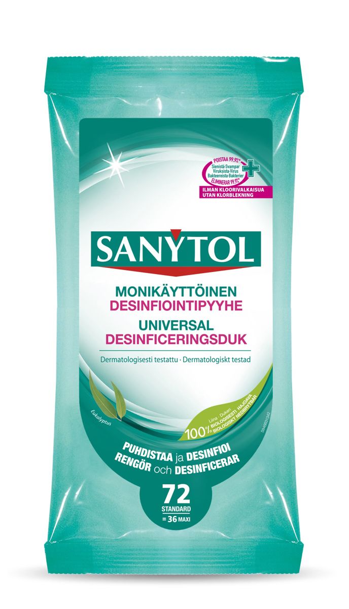 Sanytol 72 kpl Monikäyttöinen desinfiointipyyhe