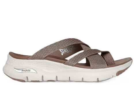 Skechers naisten Arch Fit sandal - New Beginning Mocha Lisaa glamouria lookiisi talla elegantilla sandaalilla. Sandaali on