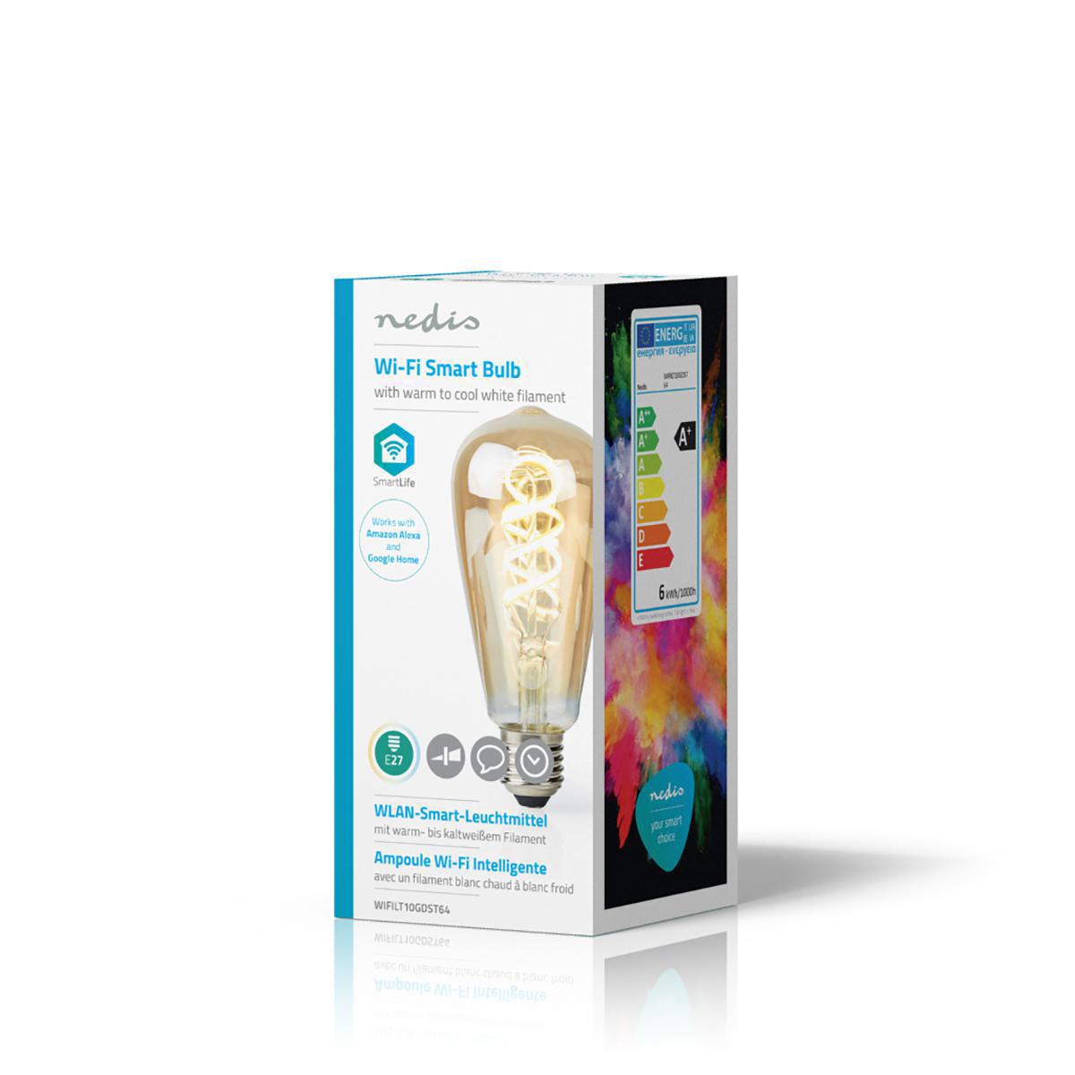SmartLife LED Filamenttilamppu | Wi-Fi | E27 | 350 lm | 5.5 W | Kylma Valkoinen / Lammin Valkoinen | 1800 - 6500 K | Glass |