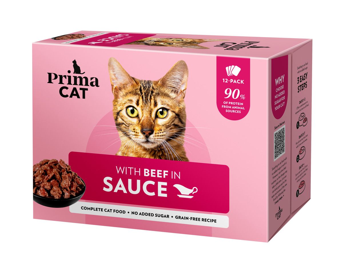 PrimaCat Classic nautaa kastikkeessa 12x85 g