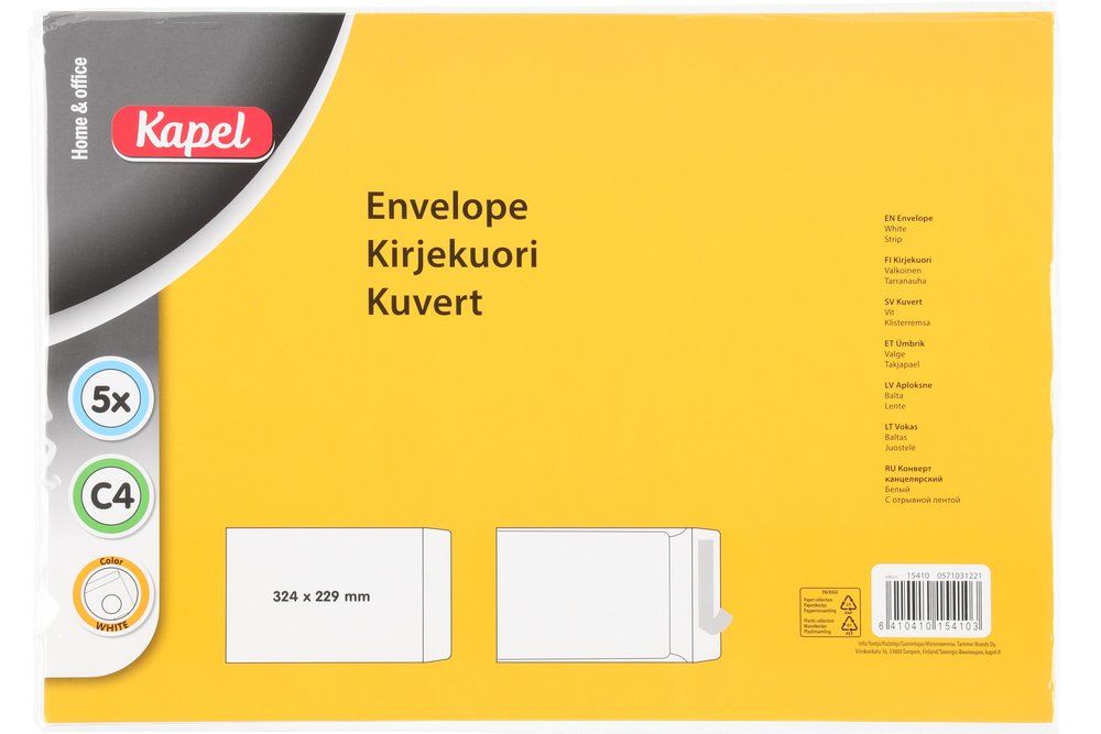 Kapel Kirjekuori valkoinen C4 5 kpl