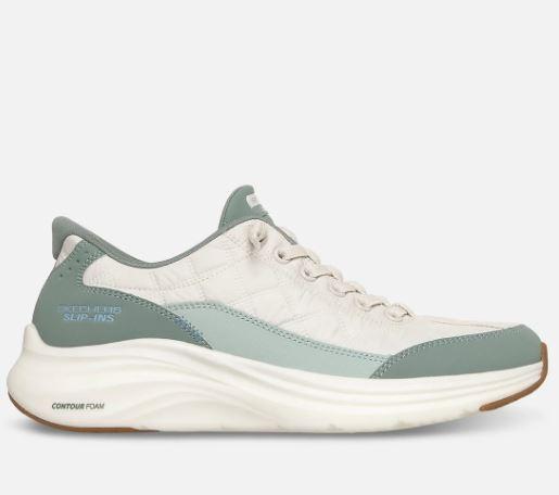 Skechers naisten Slip-ins: Contour Foam - Cozy Fit - Sage Syleile jalkojasi vaivattomalla mukavuudella Skechers Hands Free