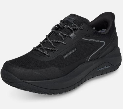 Skechers Miesten Relaxed Fit: Slip-ins: Badger - Koda - Waterproof - Black Koe sporttinen arjen suosikki, jossa on runsaasti