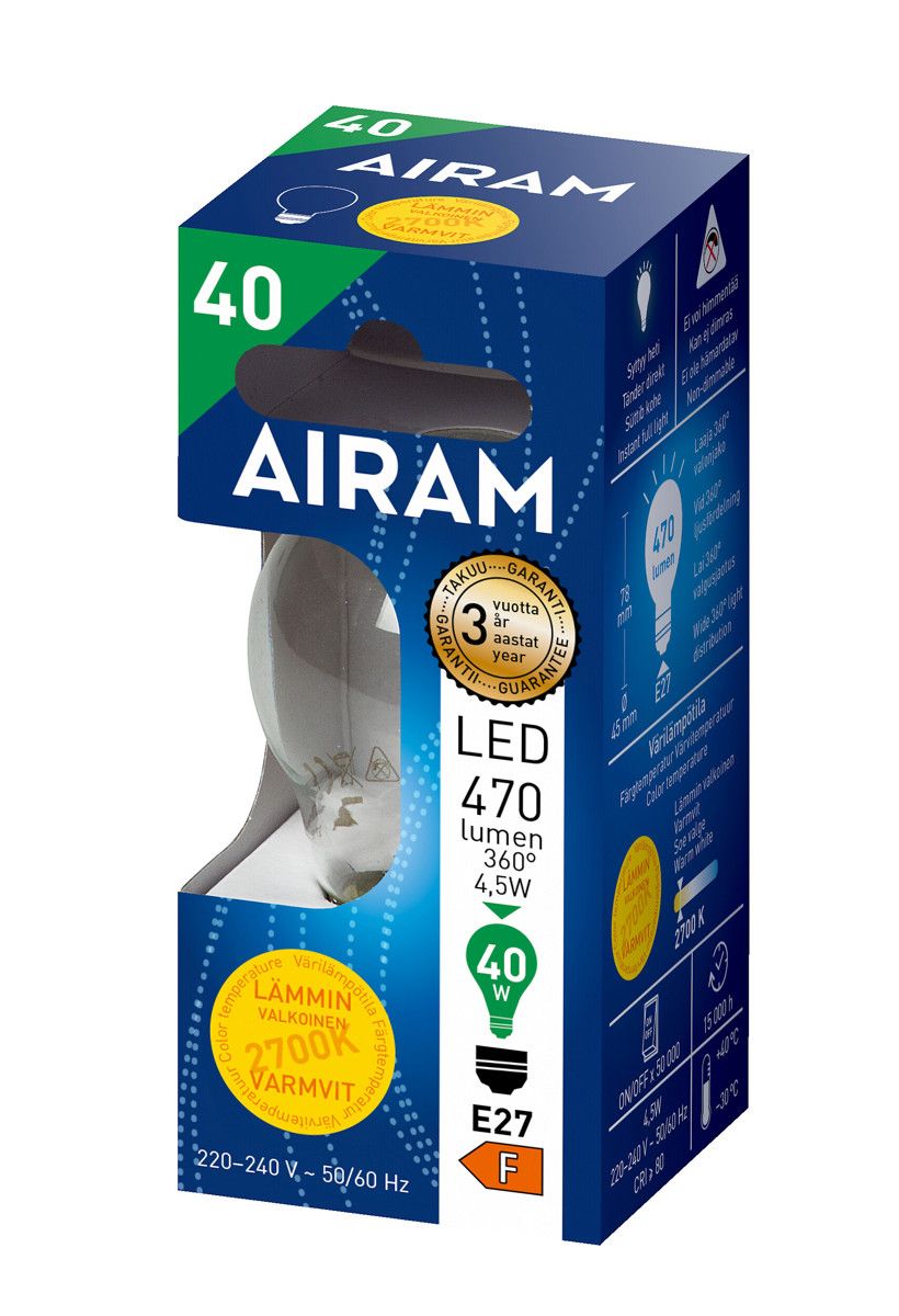 Airam Led E27 Fil. 470 lm/2700k