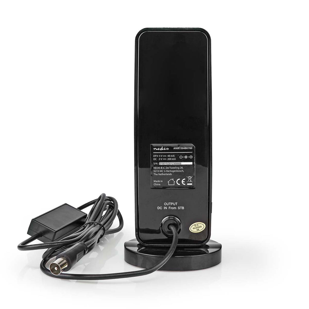 HDTV-Antenni Sisäkäyttöön | 0–15 km | Vahvistus 26 db | FM/vhf/uhf | Musta