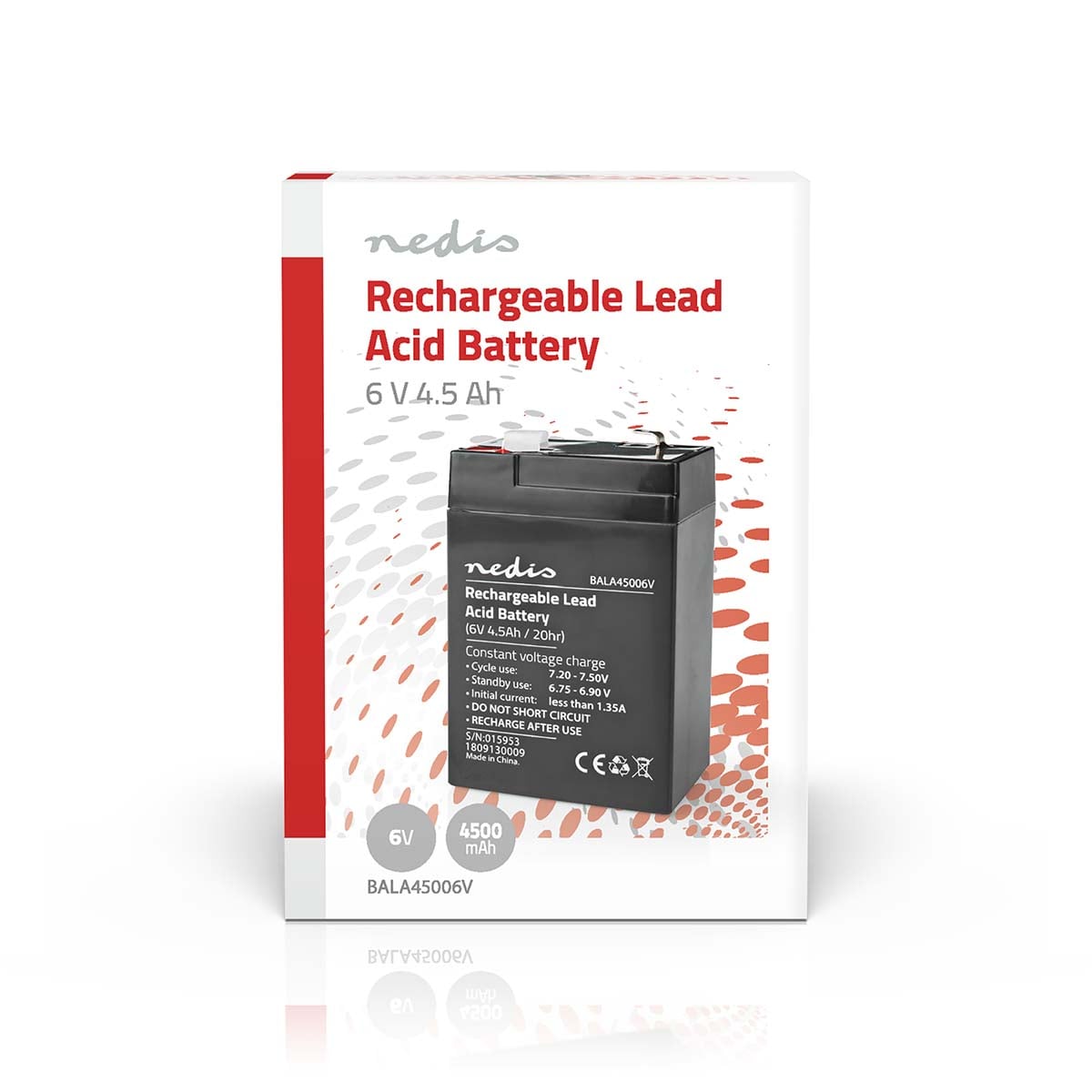 Ladattava Lyijyhappoakku 6 v | 4 500 mah | 70 x 47 x 101 mm