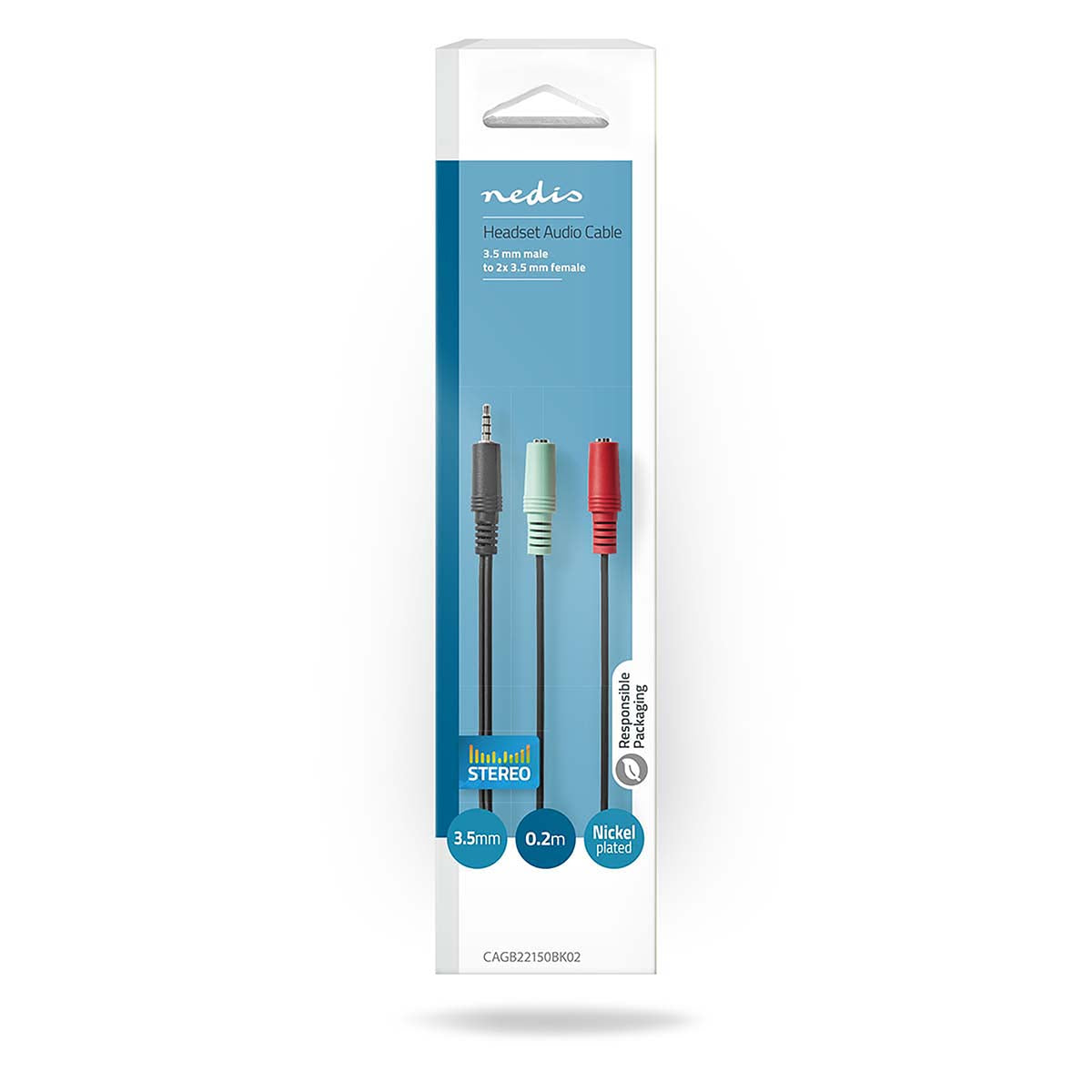 Nedis Stereoäänikaapeli | 3.5 mm uros - 2x 3.5 mm naaras | 0.20 m