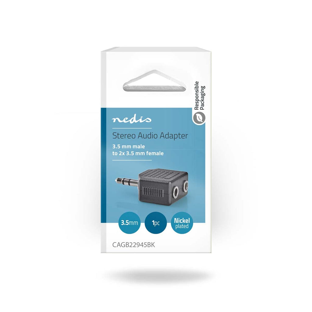 Nedis stereoaudiosovitin 3,5 mm, Uros - 2x 3,5 mm, Naaras