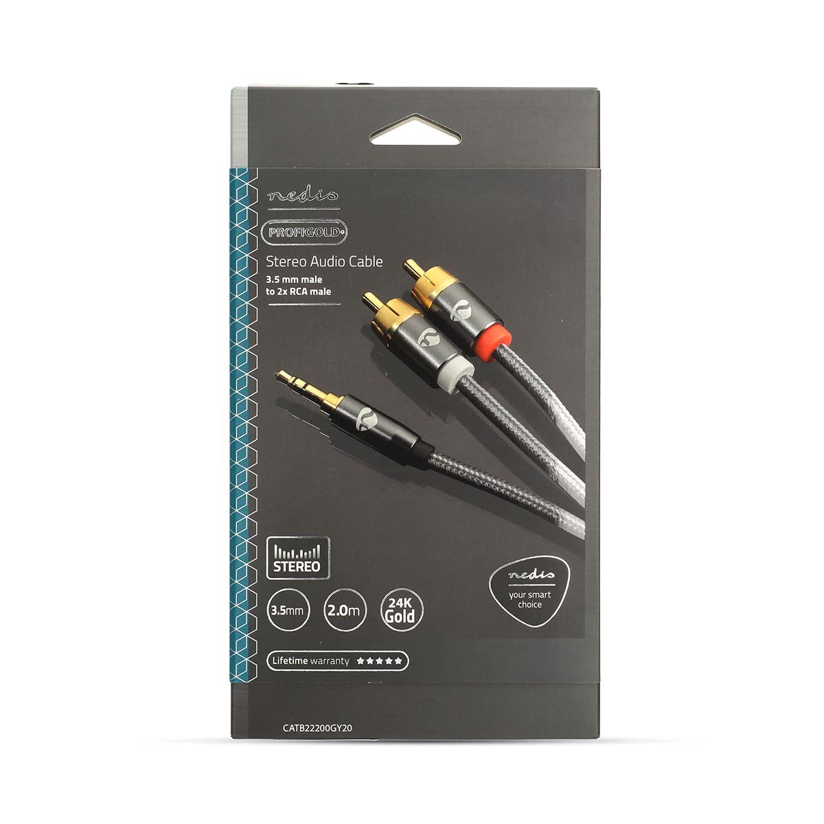 Nedis Stereoäänikaapeli | 3.5 mm uros - 2x RCA uros | 2.00 m