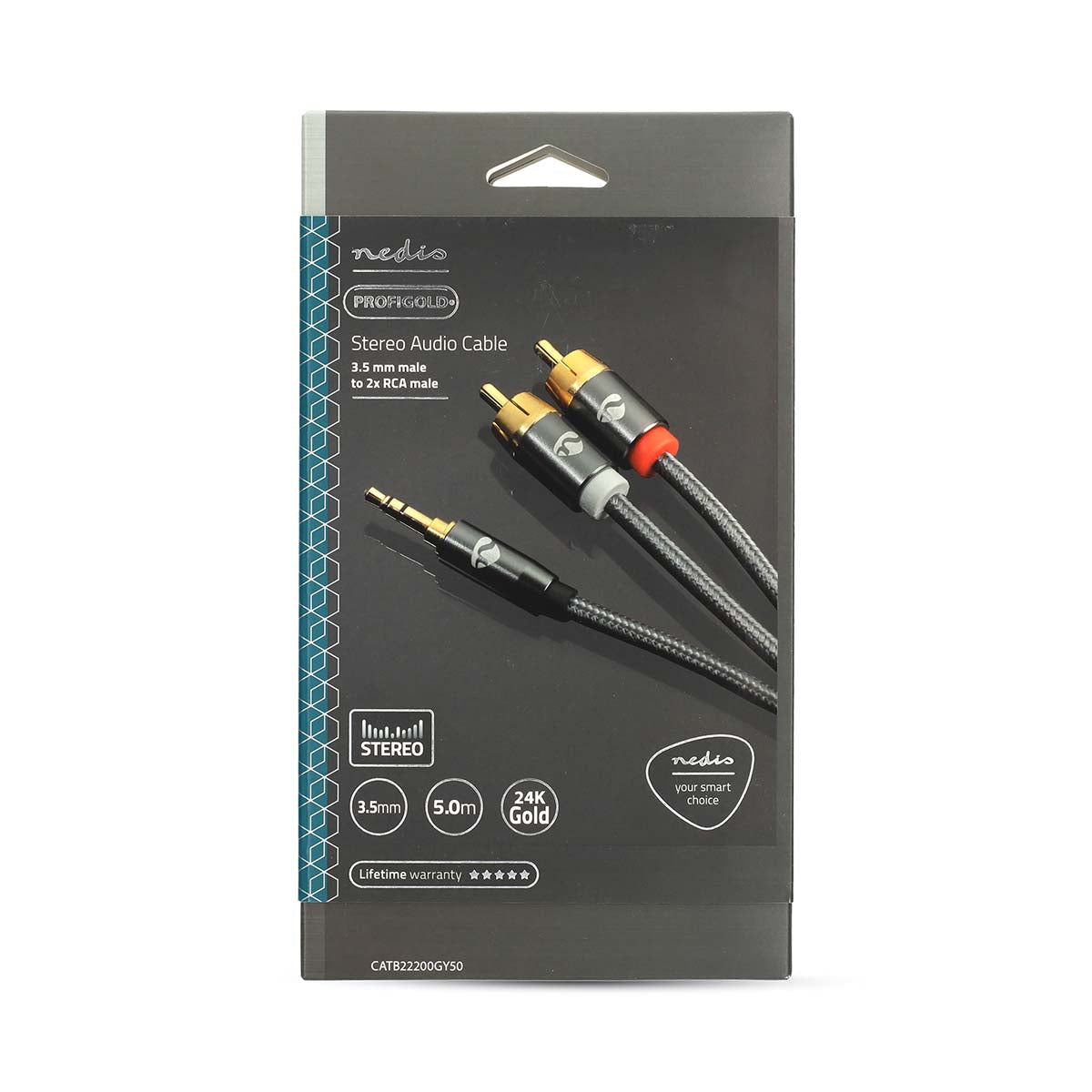 Nedis Stereoäänikaapeli | 3.5 mm uros - 2x RCA uros | 5.00 m