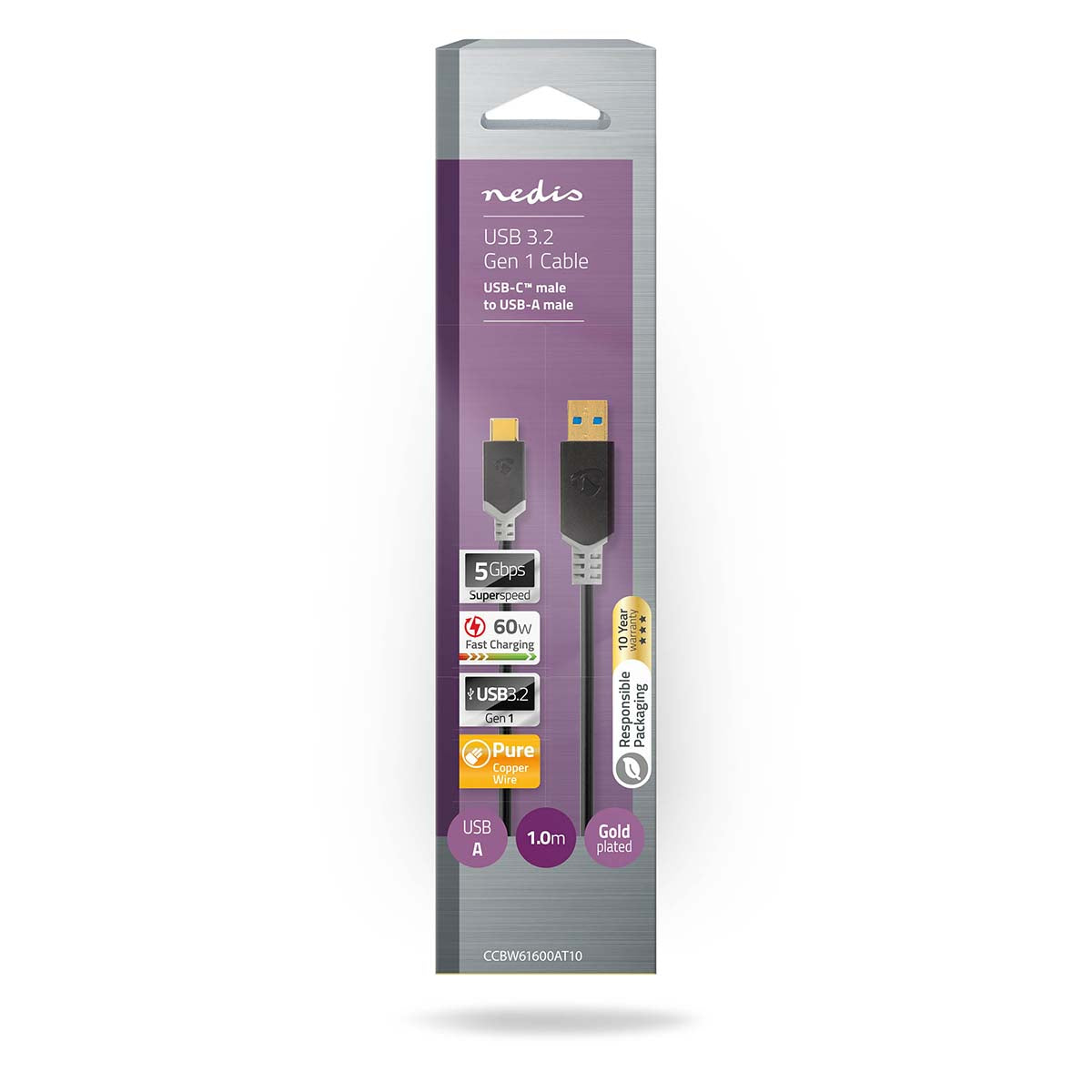 Nedis USB 3.2 Gen 1 | USB-a Uros | USB-c™ Uros | 1.00 m
