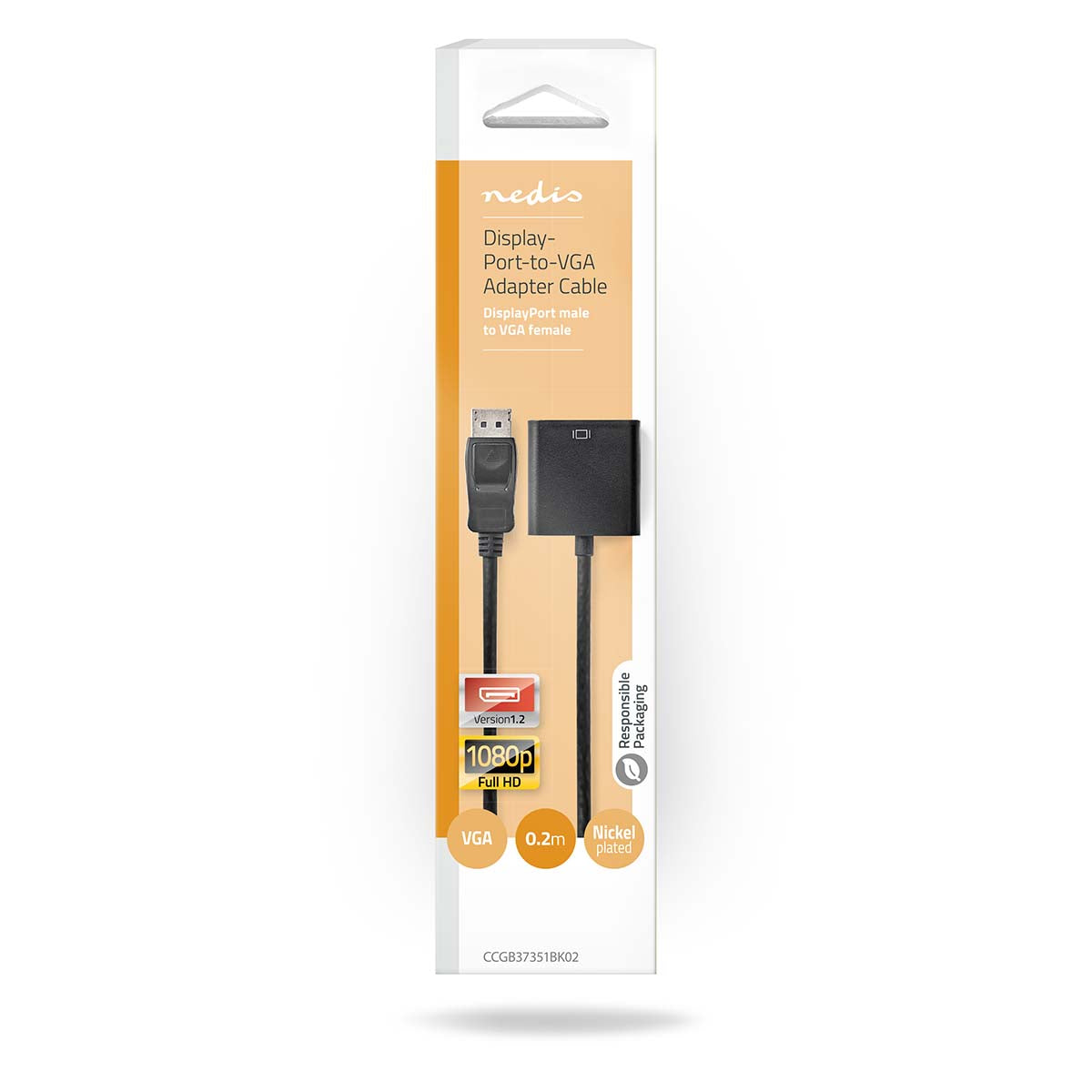 DisplayPort-VGA-Kaapeli | DisplayPort-Urosliitin - VGA-Naarasliitin | 0,2 m | Musta