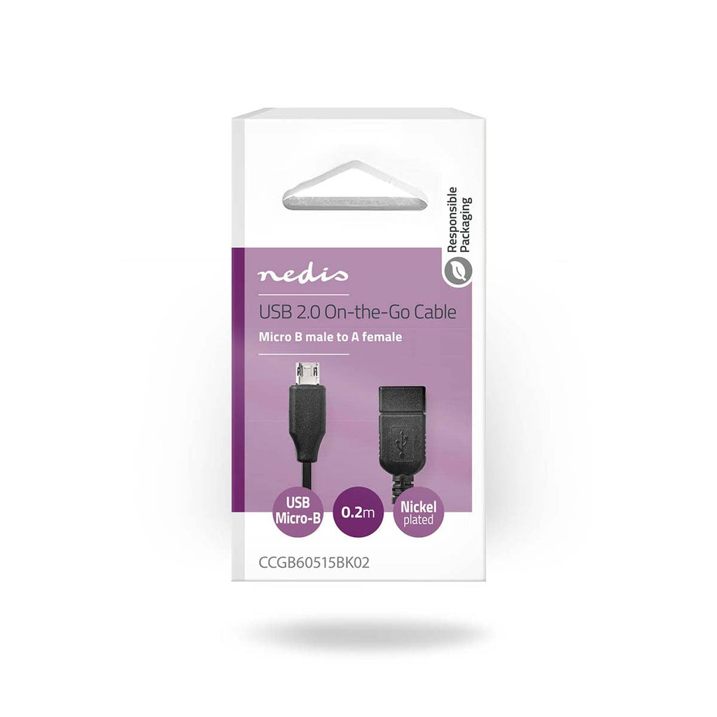 Nedis USB Mikro-B Uros | USB-a Naaras | 0.20 m