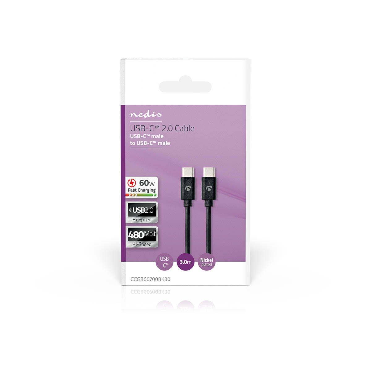 Nedis USB kaapeli | USB-c™ - USB-c™ | 60 w | 3.00 m Musta