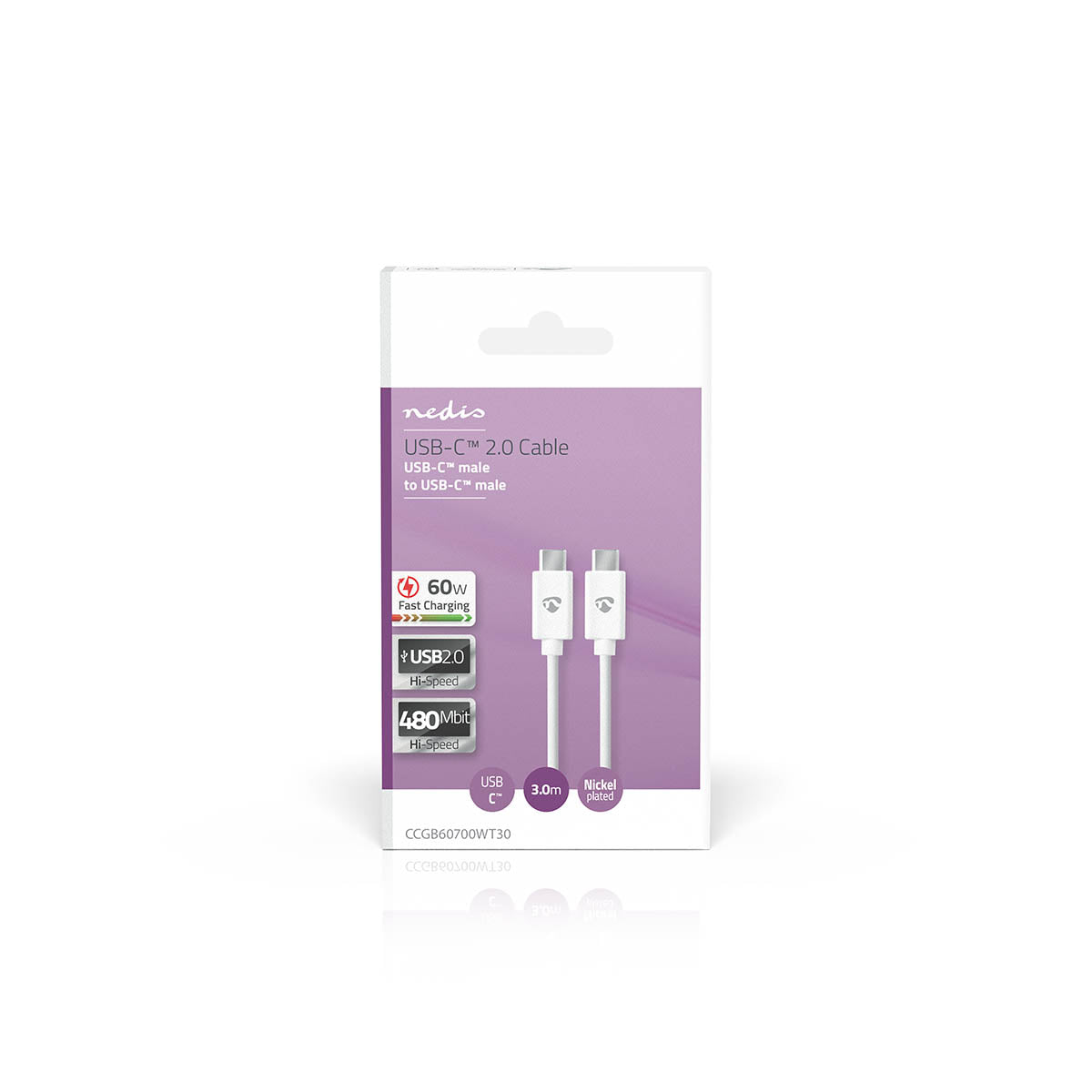 Nedis USB kaapeli | USB-c™ - USB-c™ | 60 w | 3.00 m Valk.