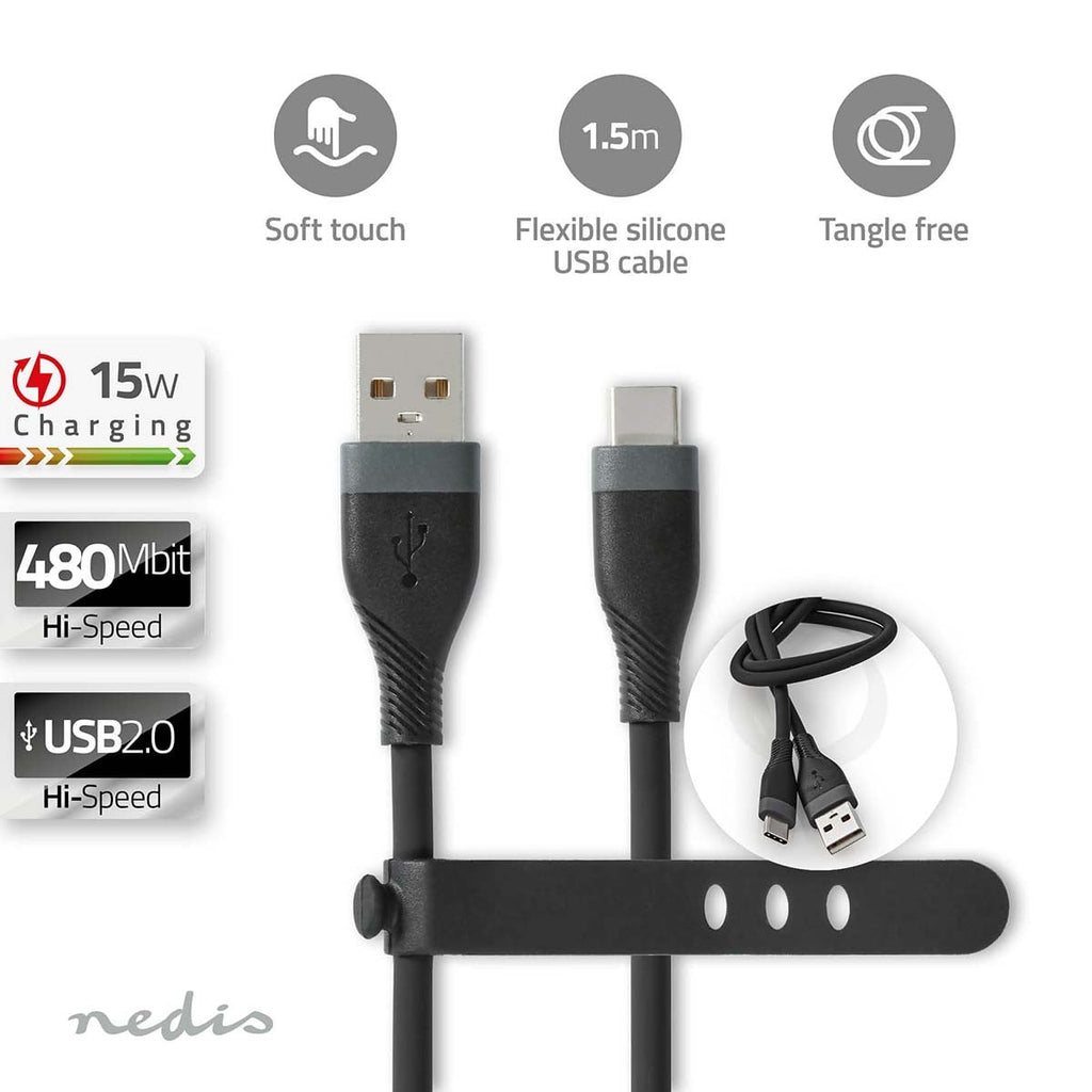 Nedis usb-a - usb-c | 1.50 m | Silikoni