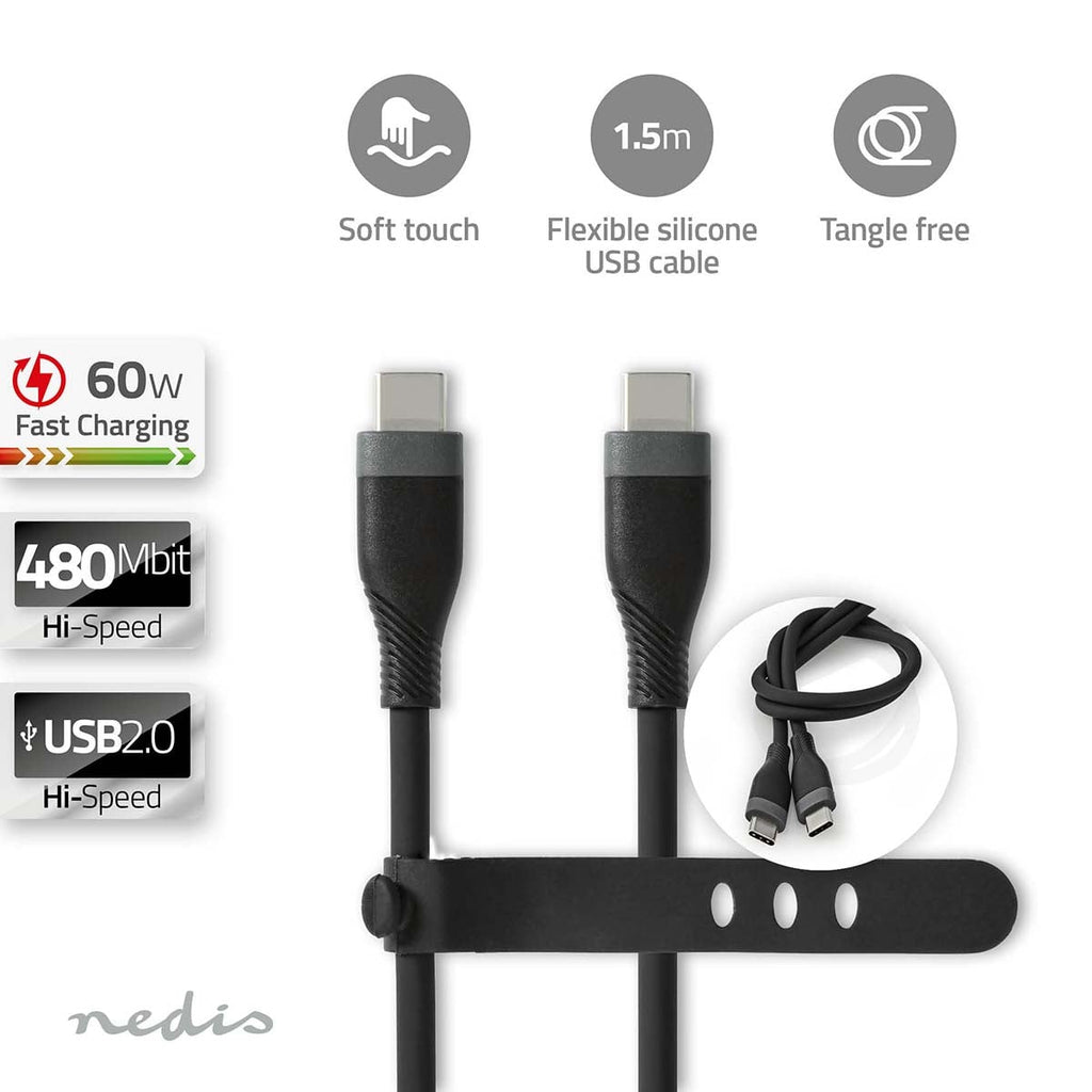 Nedis usb-a - usb-c | 60 w | 1.50 m | Silikoni