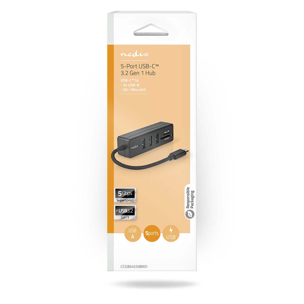 Nedis USB-keskitin | 1x USB-c™ | 3x USB a Naaras  | sd & MicroSD