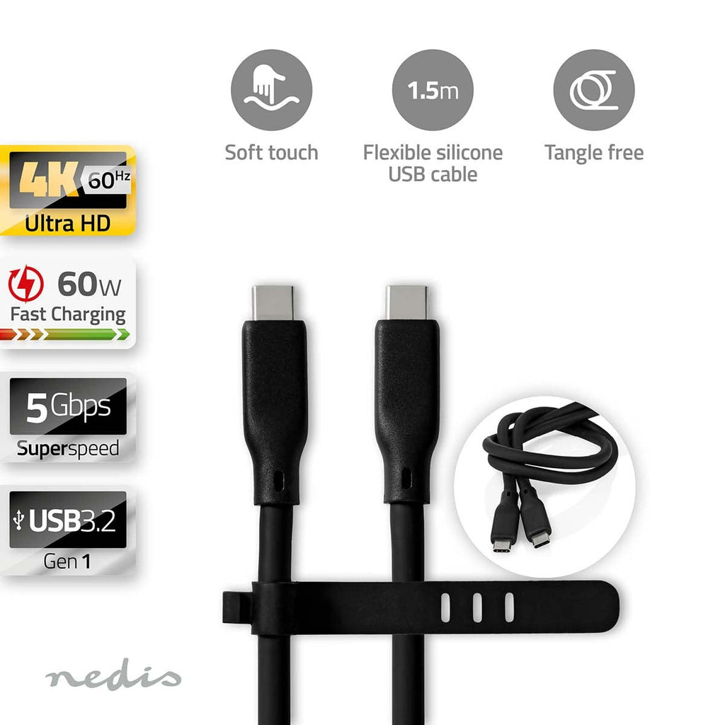 Nedis USB 3.2 Gen1 | USB-c - USB-c | 60 w | 1.50 m | Silikoni
