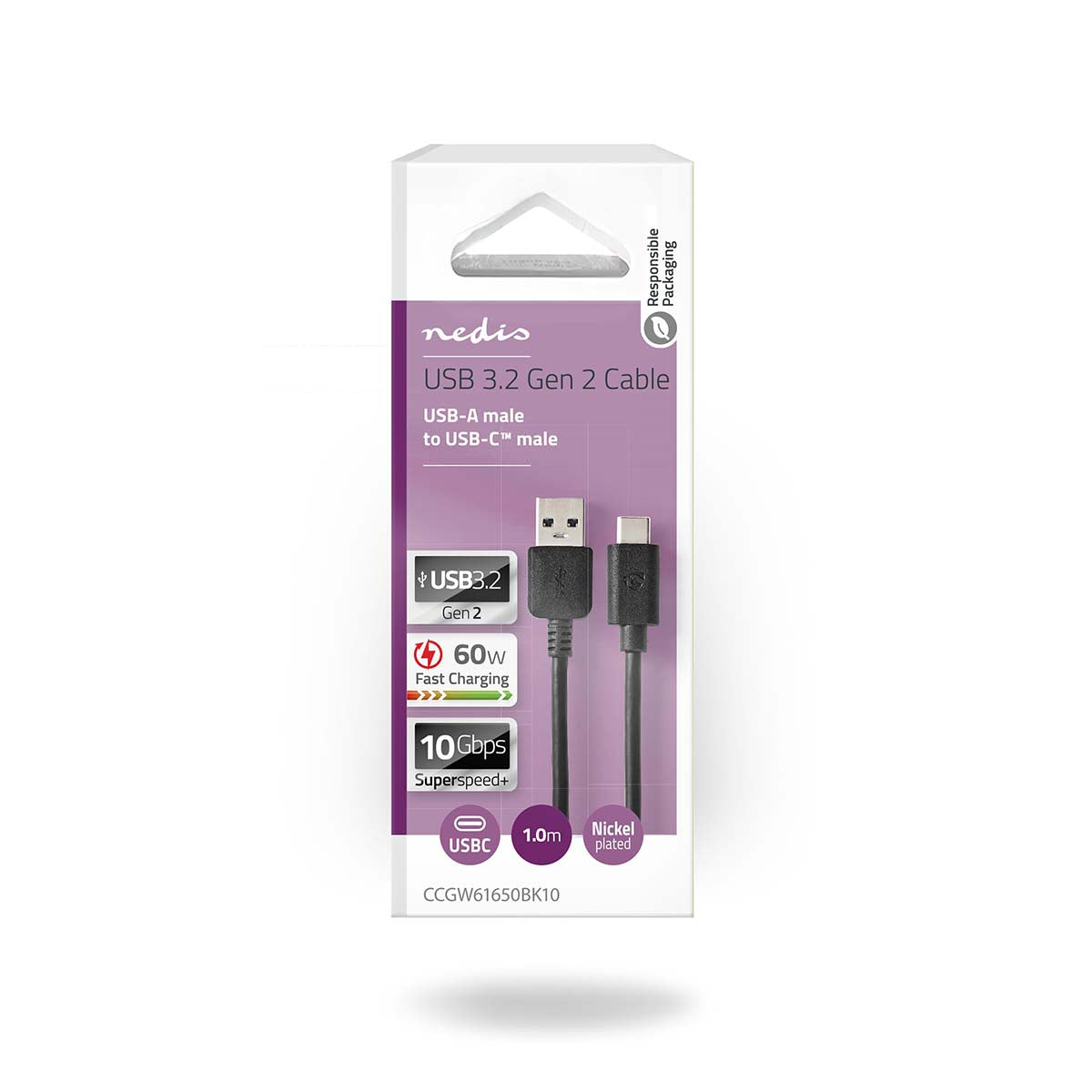 Nedis USB kaapeli | USB 3.2 Gen 2 | USB-a Uros | USB-c™ Uros | 1.00 m