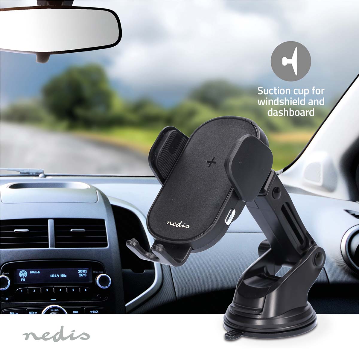 Nedis Langaton Autolaturi | Qi-sertifioitu |15 w | USB Type-C™