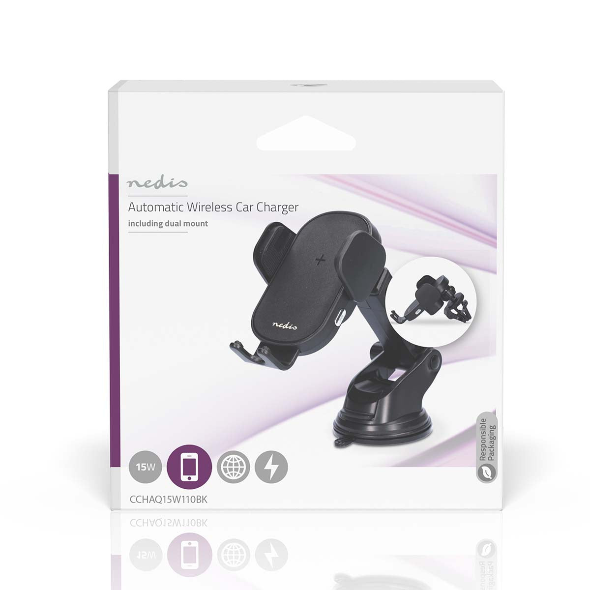 Nedis Langaton Autolaturi | Qi-sertifioitu |15 w | USB Type-C™