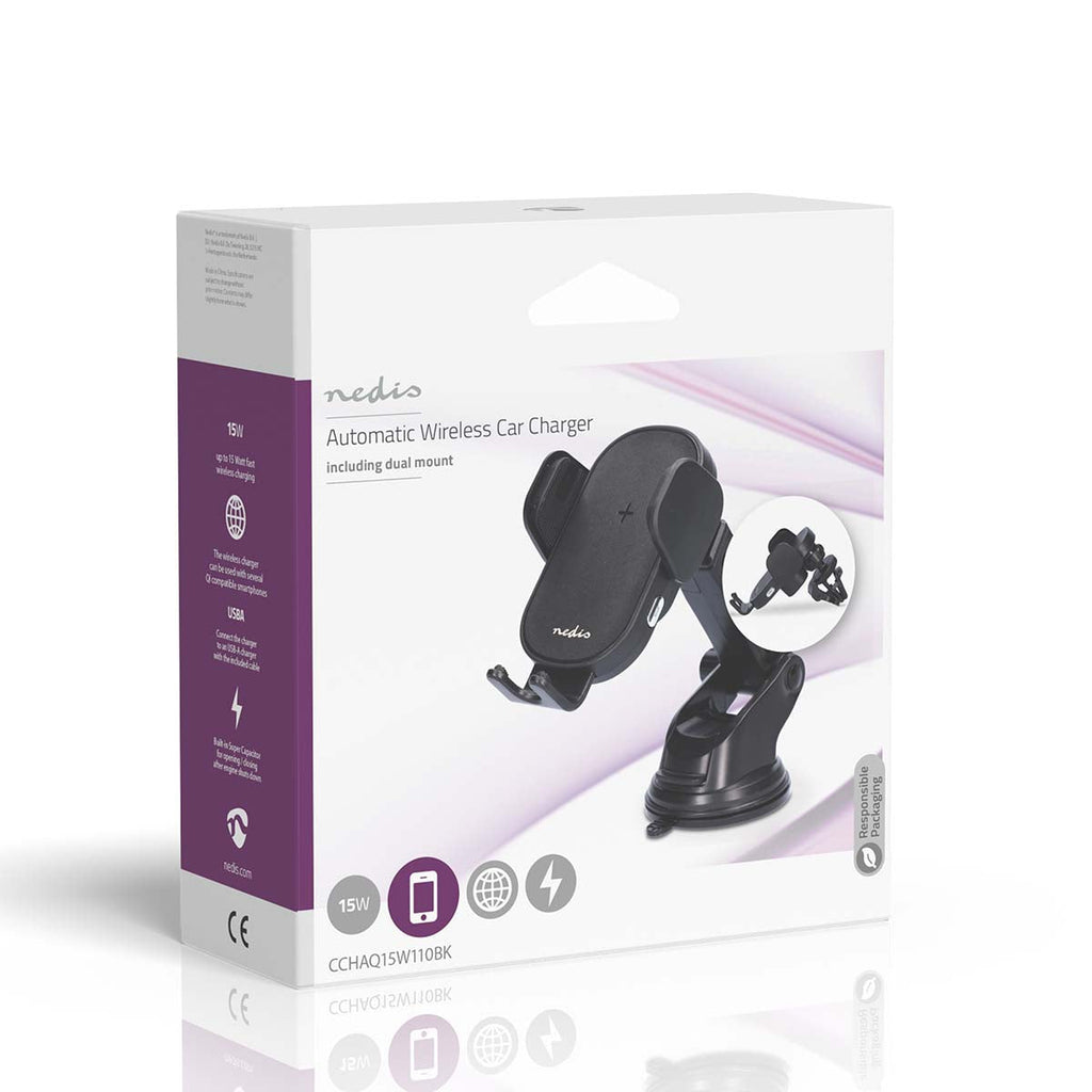 Nedis Langaton Autolaturi | Qi-sertifioitu |15 w | USB Type-C™