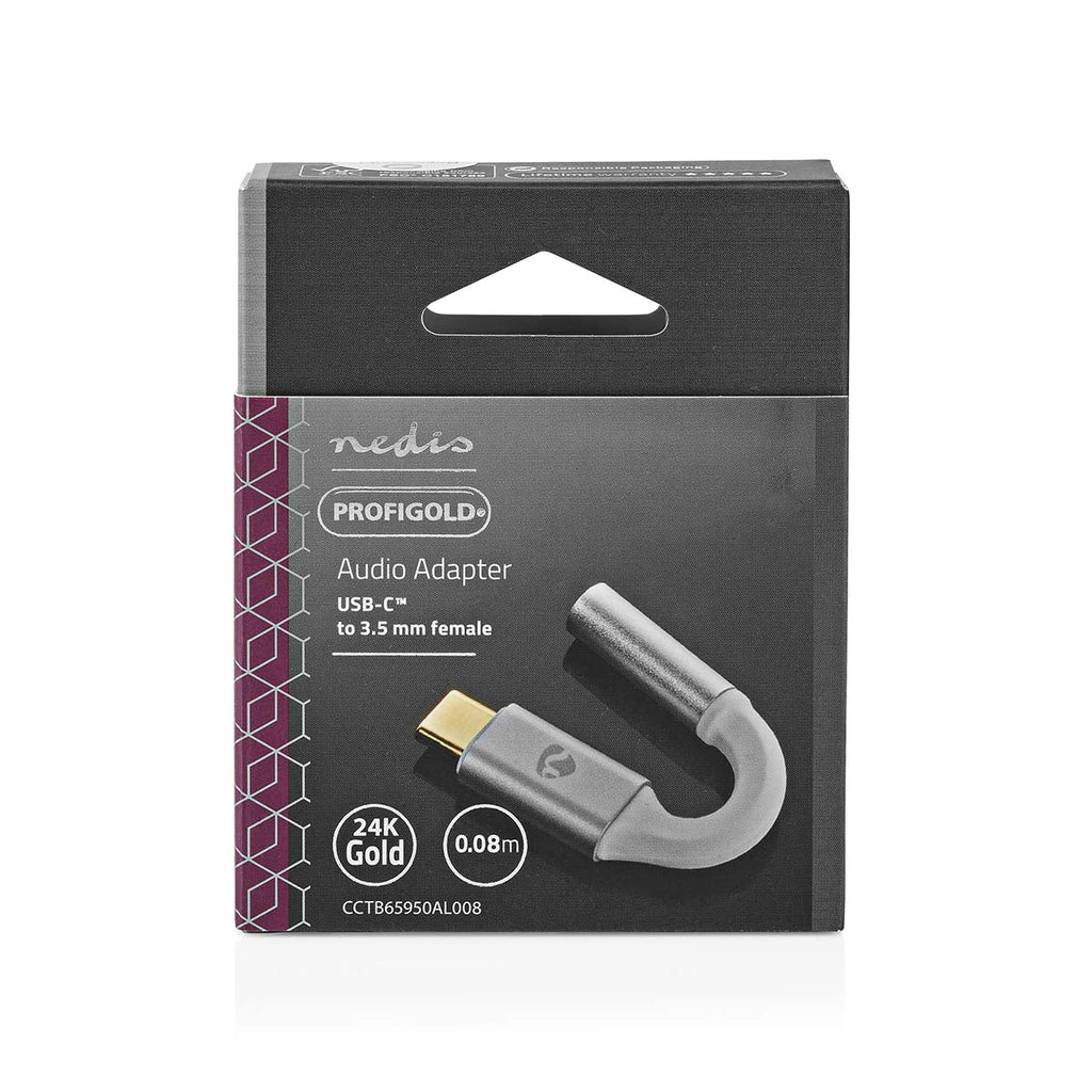 Nedis USB-sovitin | USB 2.0 | USB Type-C™ uros | 3.5 mm naaras | 0.08 m Kullattu | Nailon / Punottu