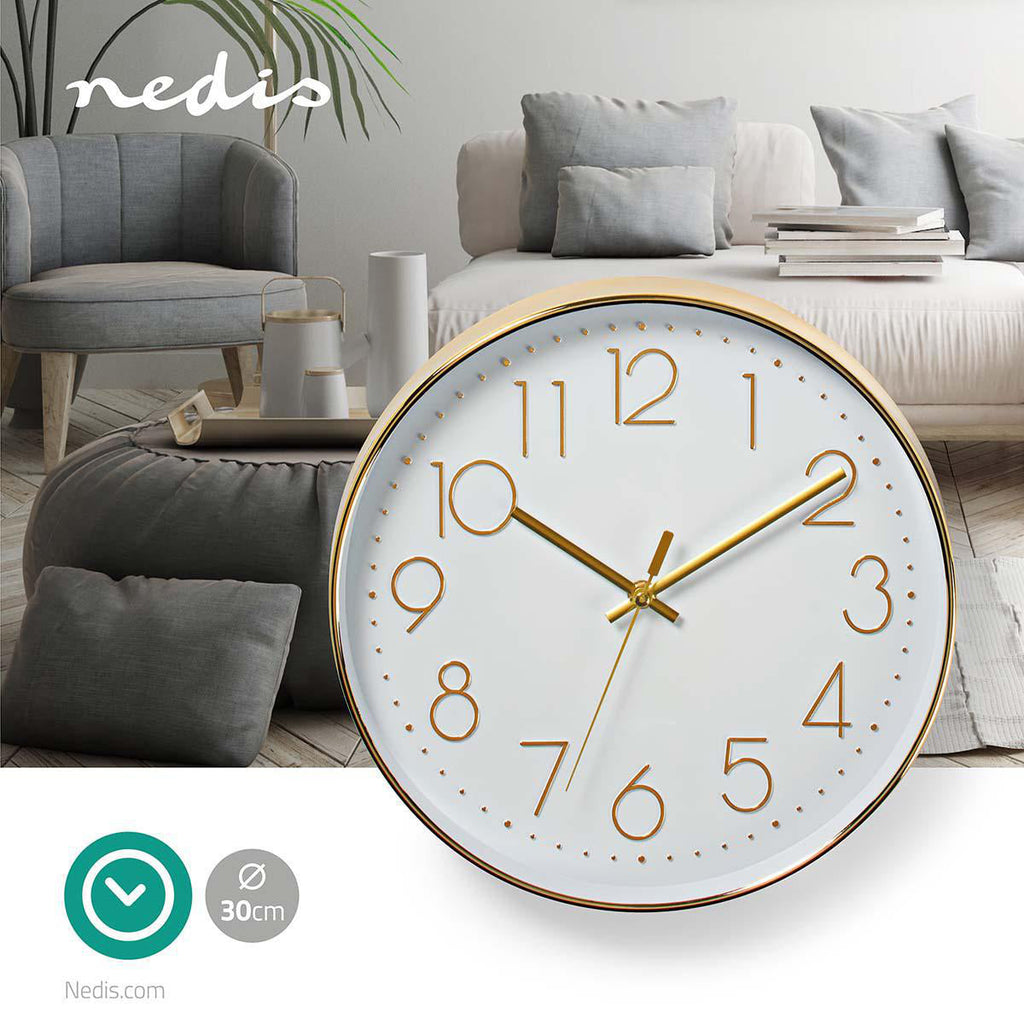 Nedis Seinäkello Kulta/Valk. 30 cm