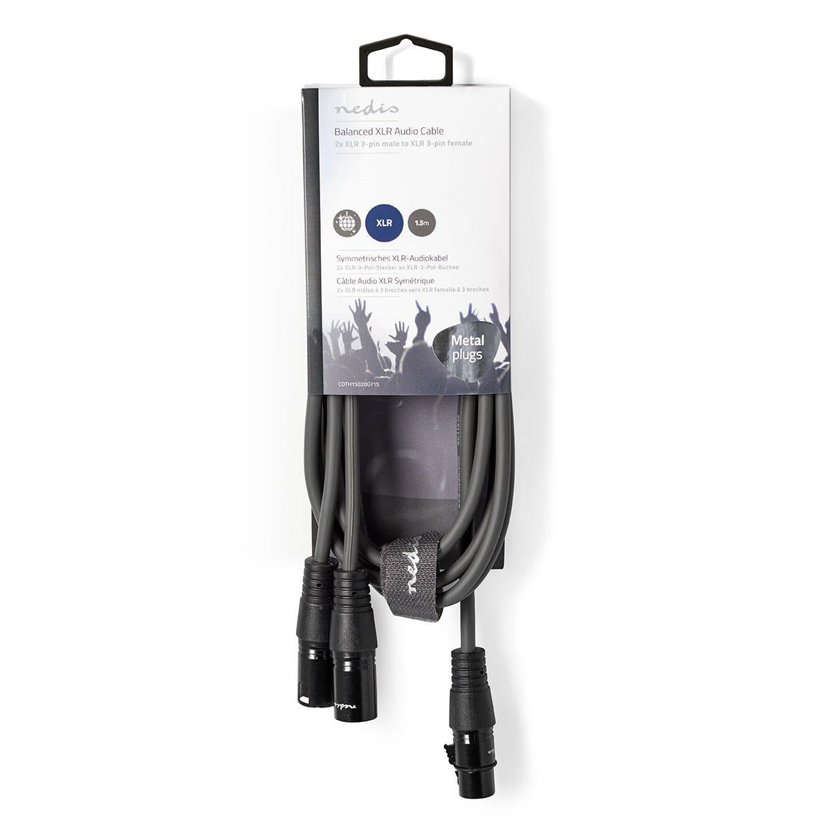 Nedis Balansoitu XLR-Audiokaapeli  2 xUros –Naaras 1,5 m