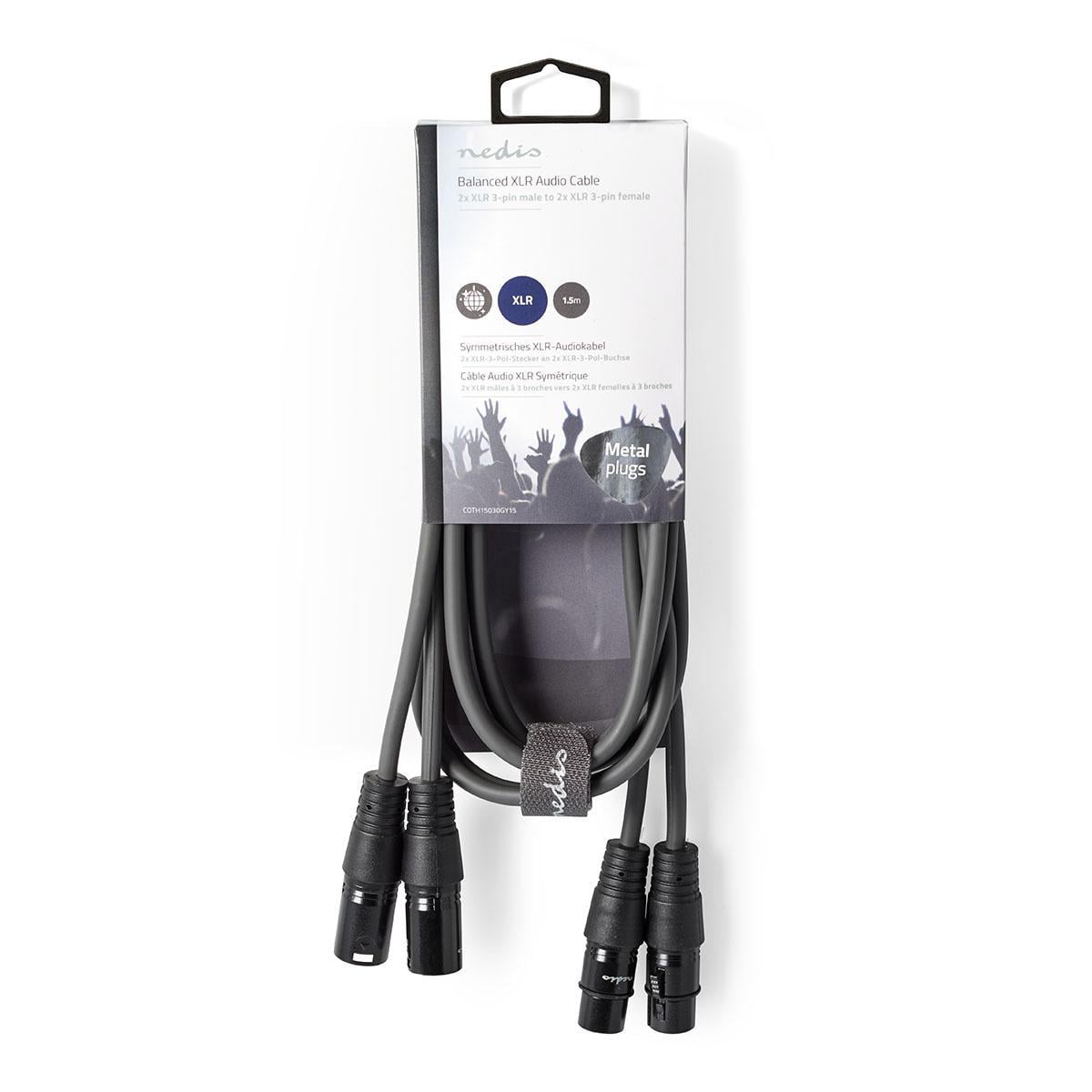 Nedis Balansoitu XLR-Audiokaapeli  2 xUros – 2 xNaaras 1,5 m