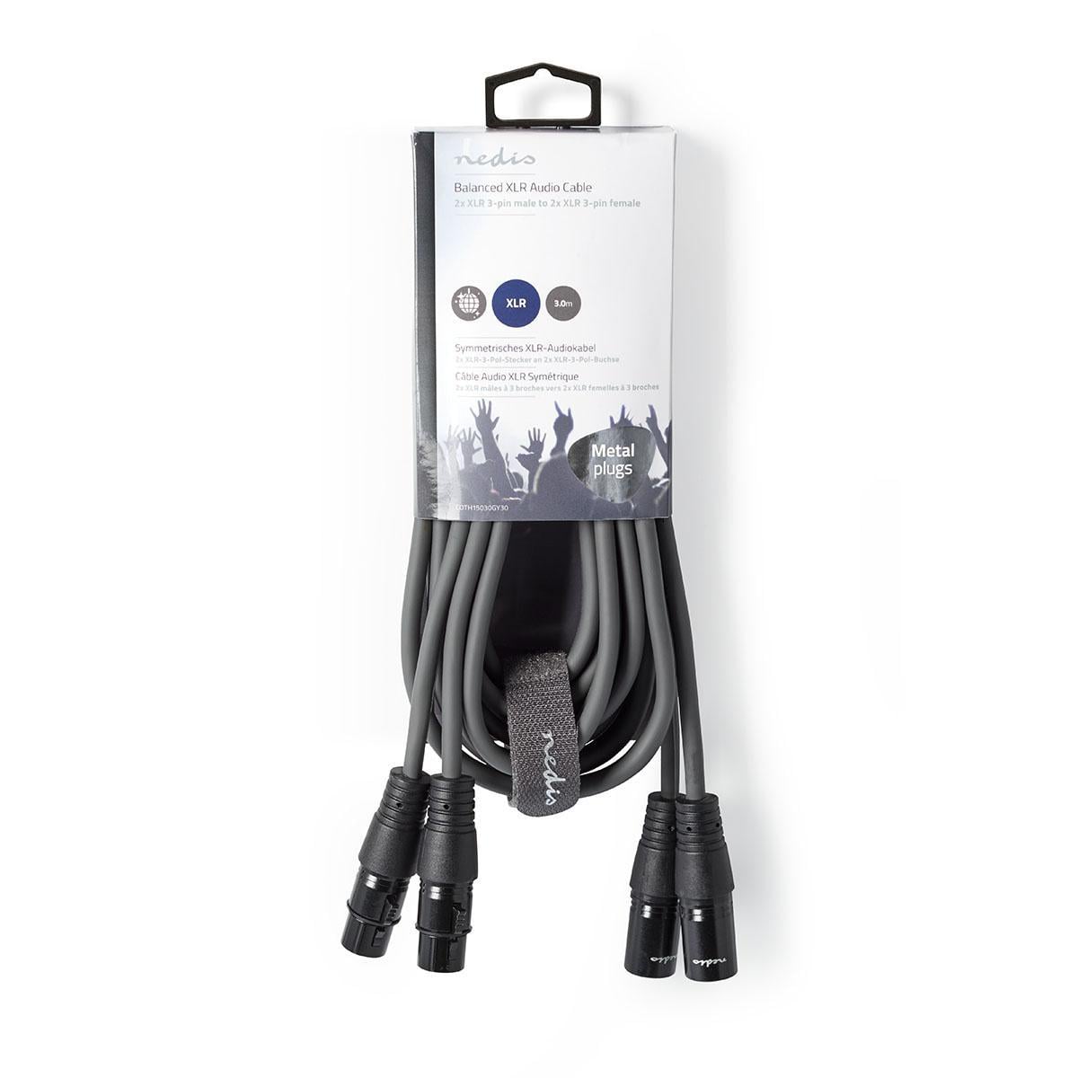Nedis Balansoitu Audiojohto | 2x xlr 3-Pin uros - naaras | 3.00 m