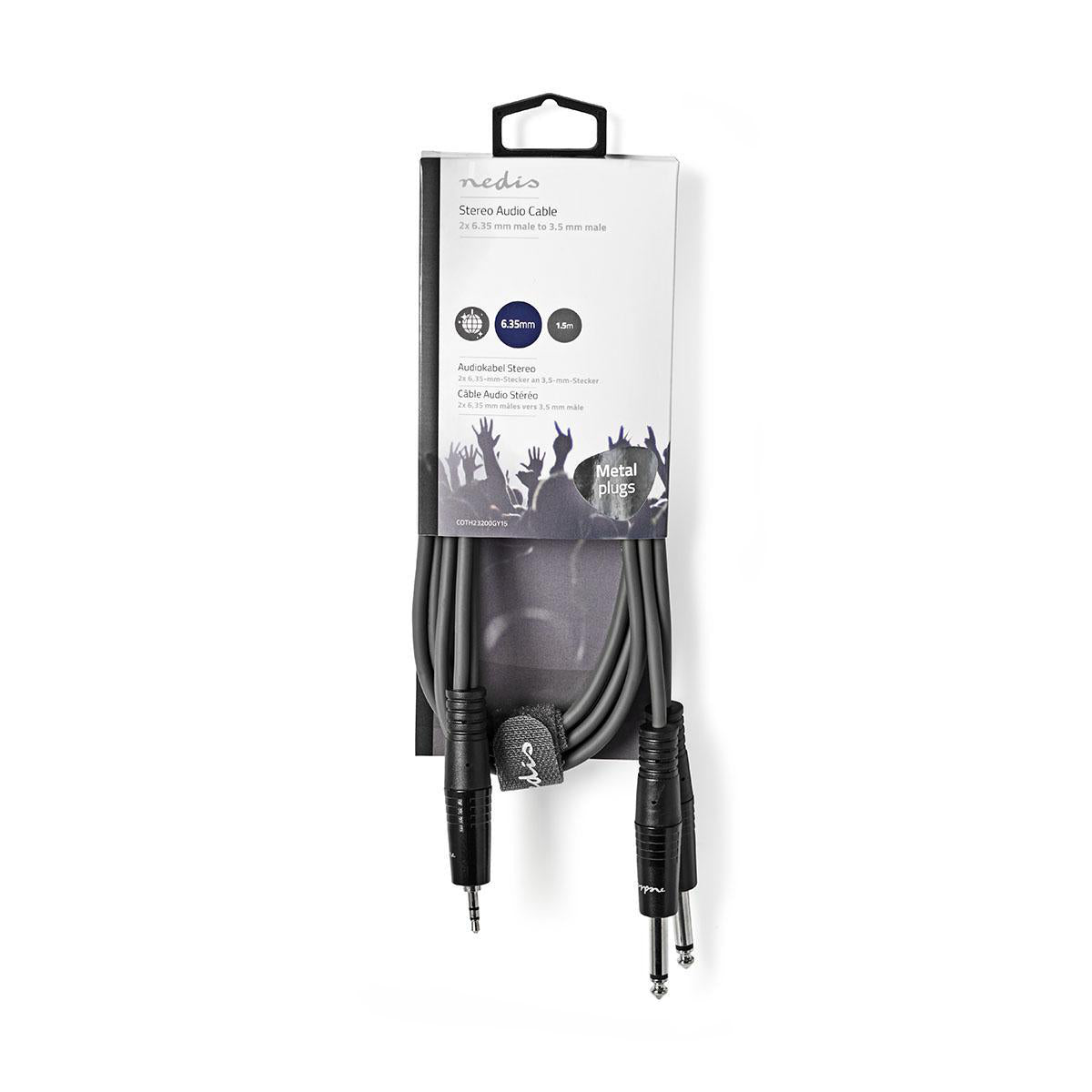 Nedis Stereoäänikaapeli | 2x 6.35 mm uros | 3.5 mm uros | 1.50 m