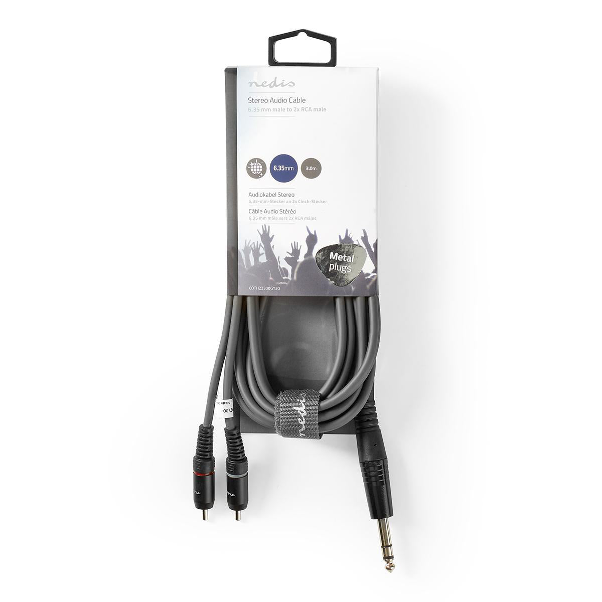 Nedis Stereoaudiokaapeli  Uros, 6,35 mm – 2 x RCA, Uros 3 m
