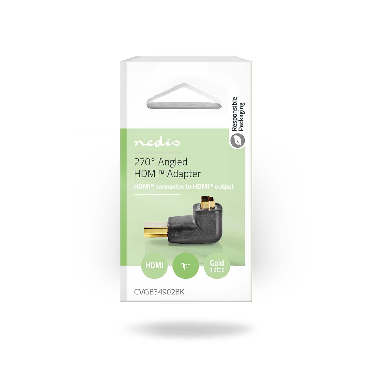 HDMI™-Sovitin, Kulma 270° HDMI-Liitin - HDMI, Naaras Musta
