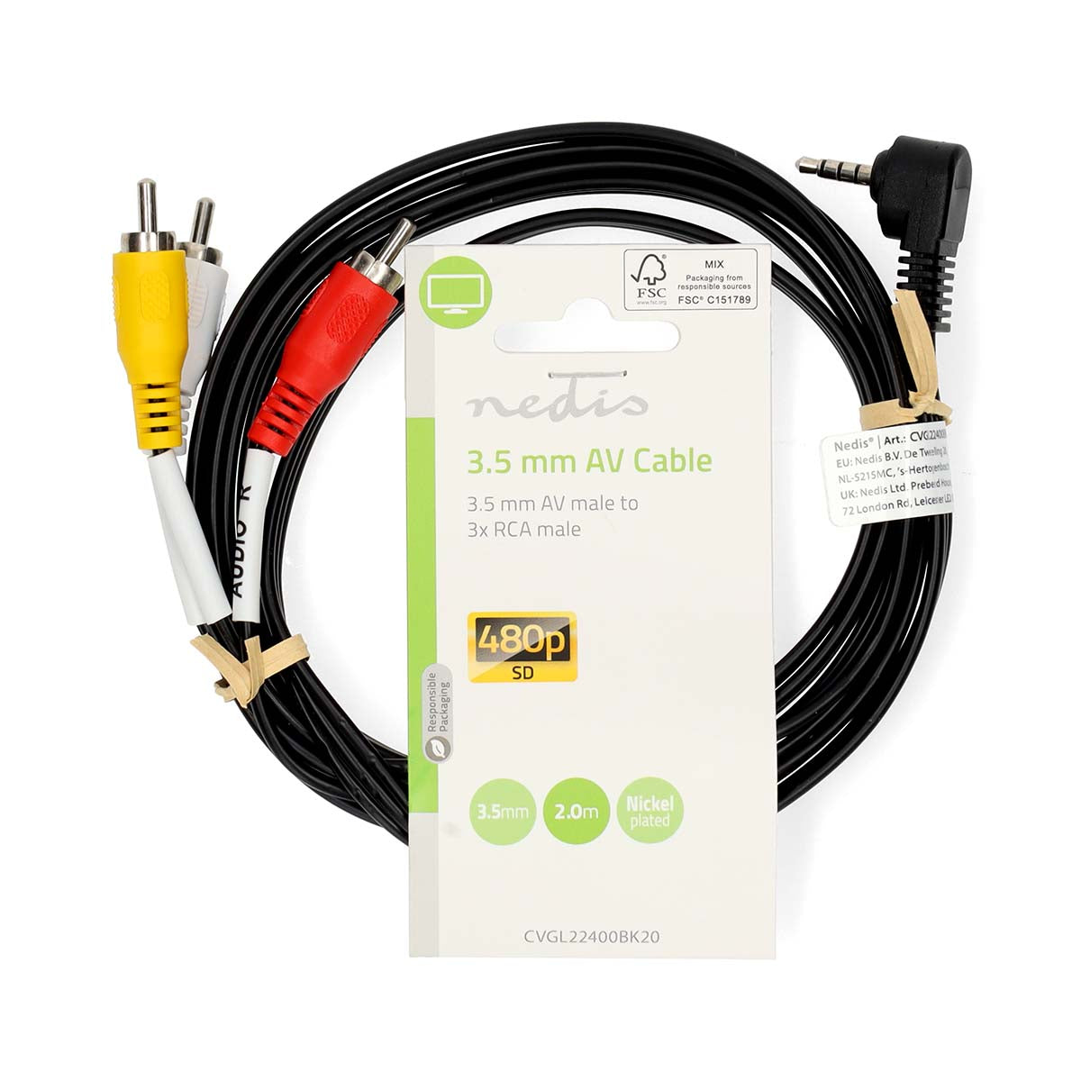 Nedis 3.5 mm uros -| 3x RCA uros | 2.00 m