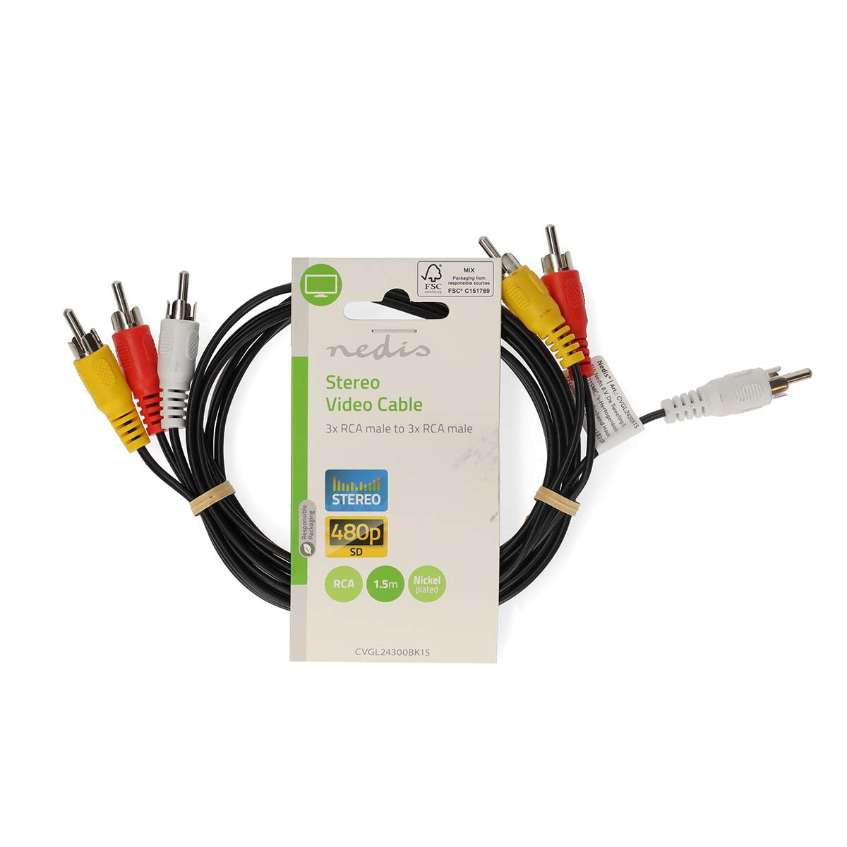 Nedis Komposiittivideokaapeli 3x RCA uros - uros