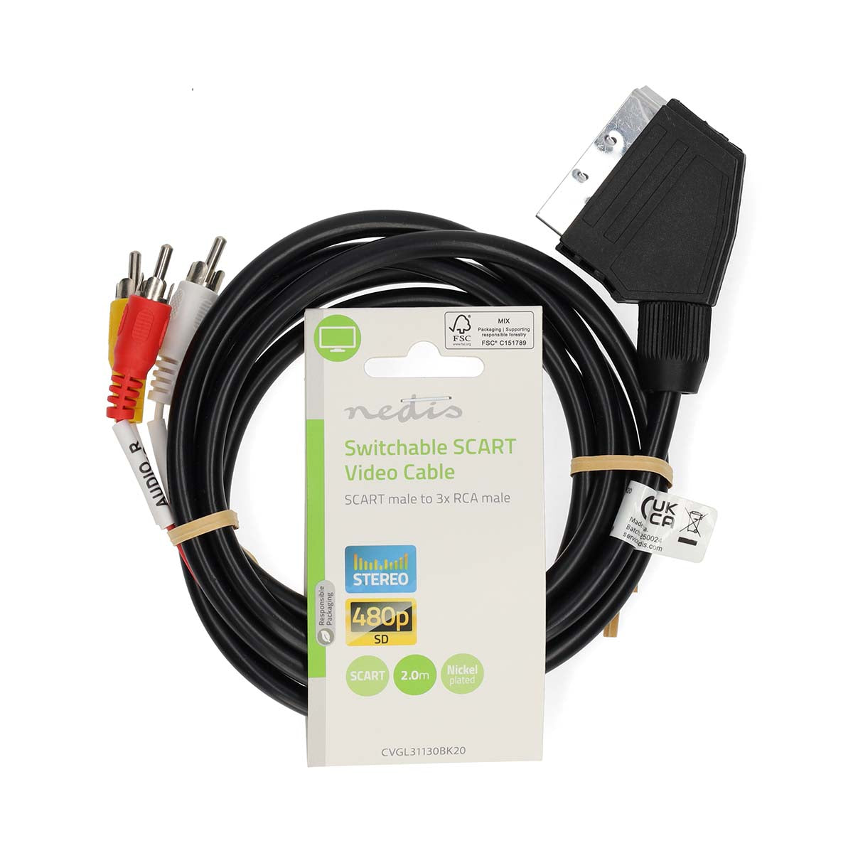 Nedis scart - 3x RCA uros