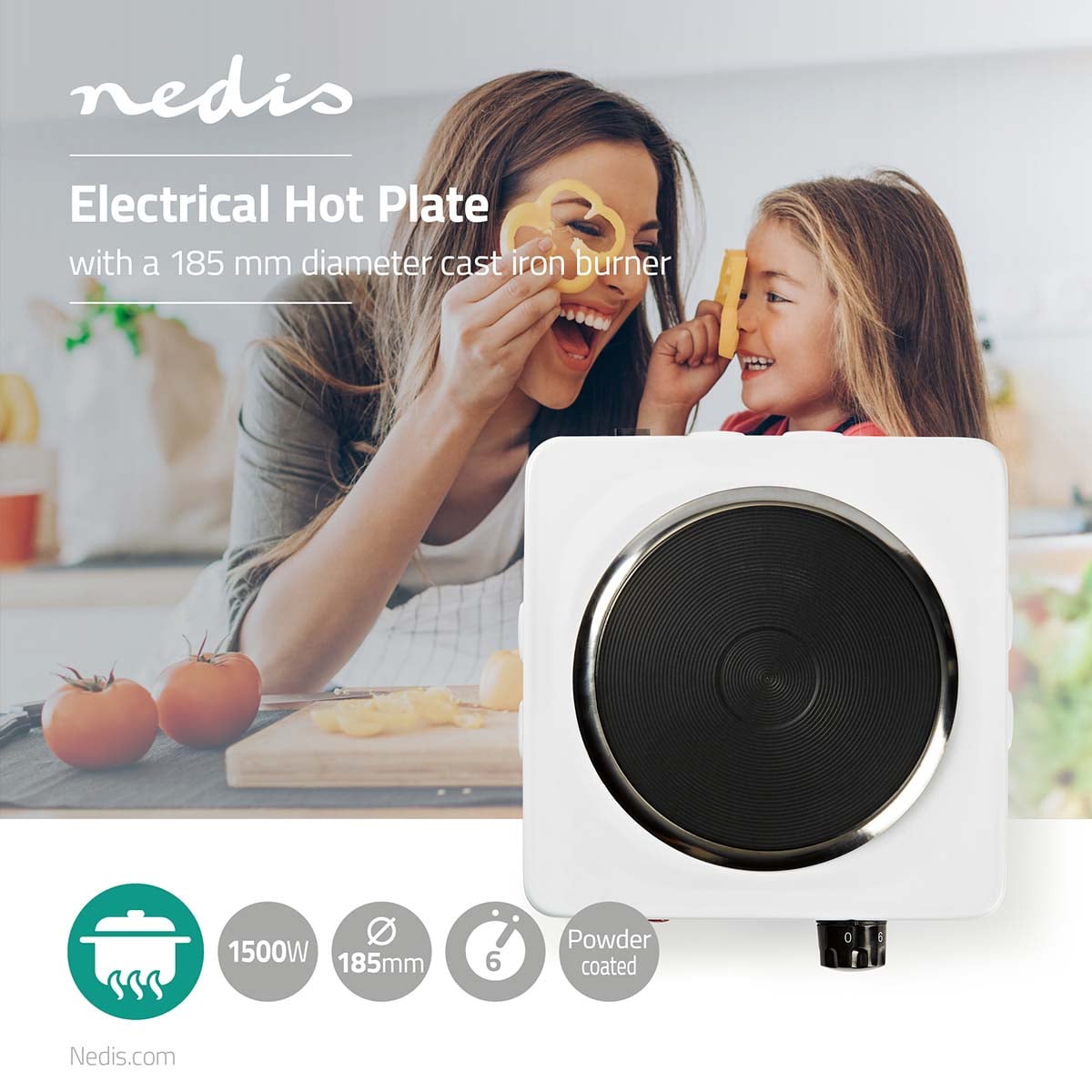 Nedis Keittolevy | Keittoalueet: 1 | 1500 w