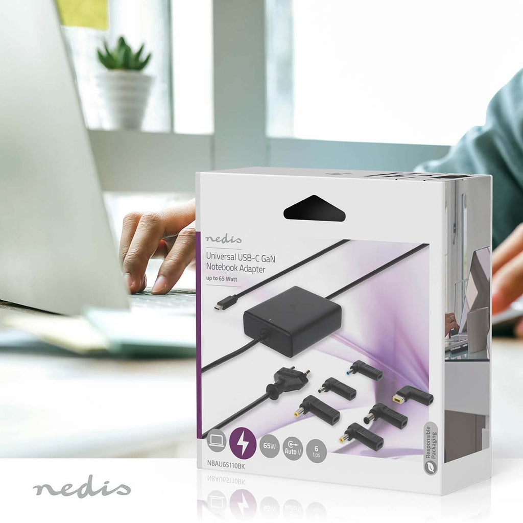 Nedis Kannettavan pc:n Virtalähde | GaN | 65 w