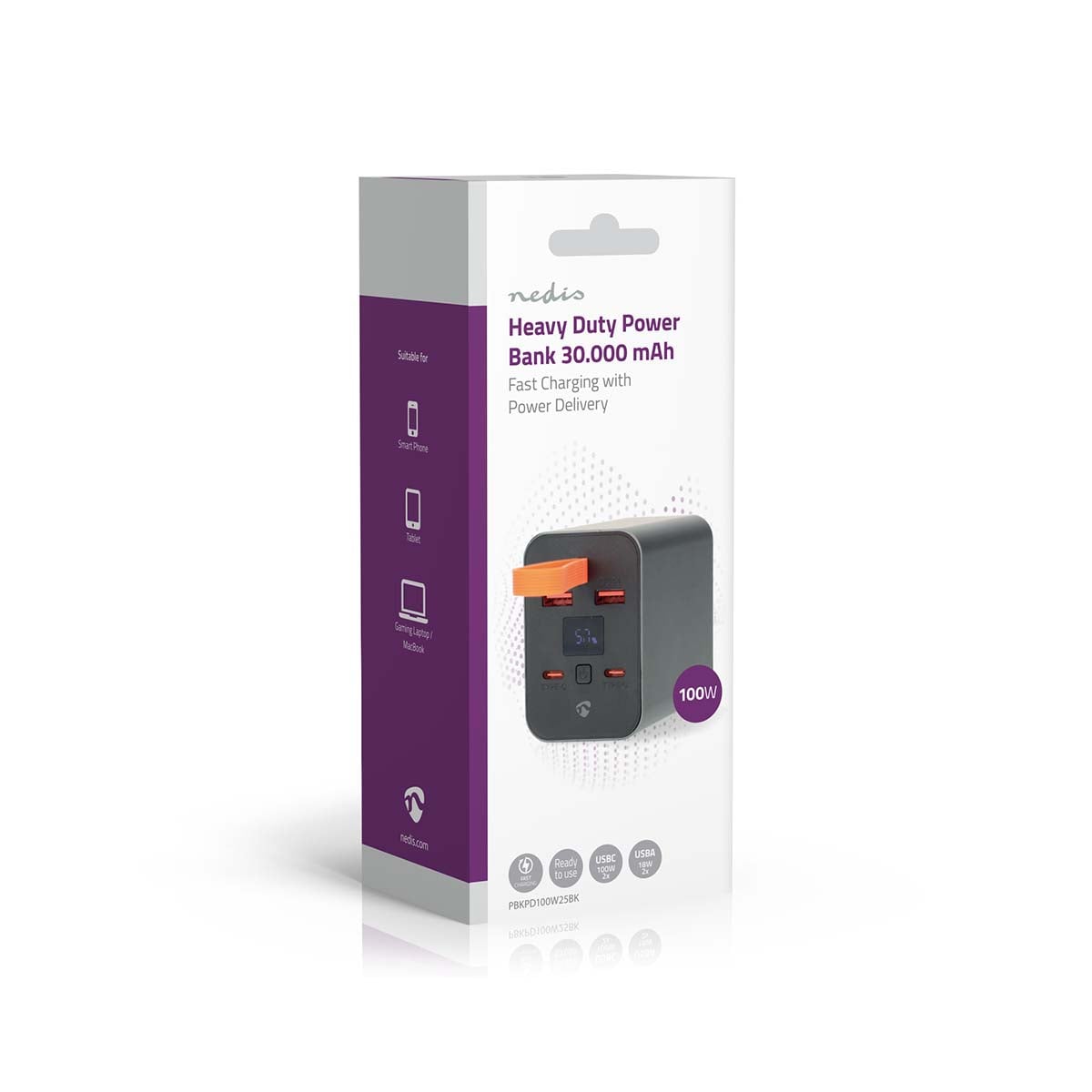 Nedis Virtapankki | 30000 mah | PD3.0 100 w / QC3.0