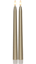 Flamme Metal -LED-antiikkikynttilät, kulta, 2 kpl