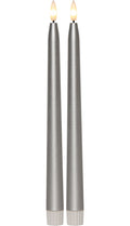 Flamme Metal -LED-antiikkikynttilät, hopea, 2 kpl
